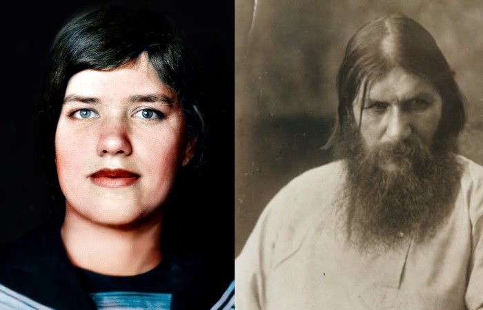    Матрена Распутина рядом со своим знаменитым отцом Григорием.