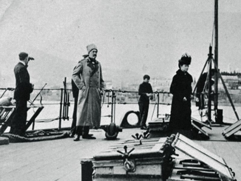 Николай Николаевич младший и Мария Фёдоровна на борту линкора "Мальборо".