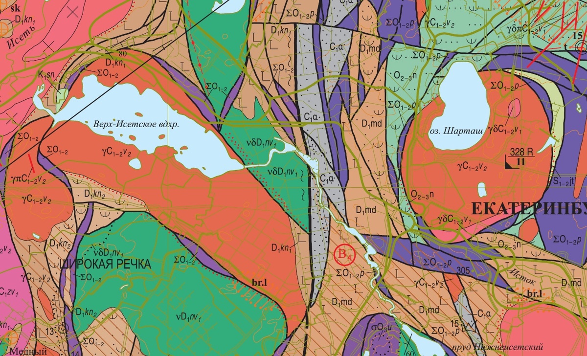 Геологическая гарта Екатеринбурга с сайта ВСЕГЕИ