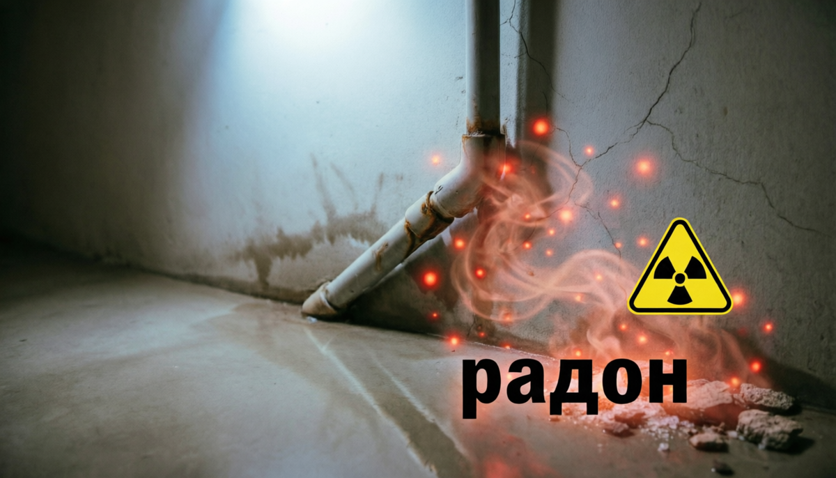 Радон в подвале в представлении ИИ
