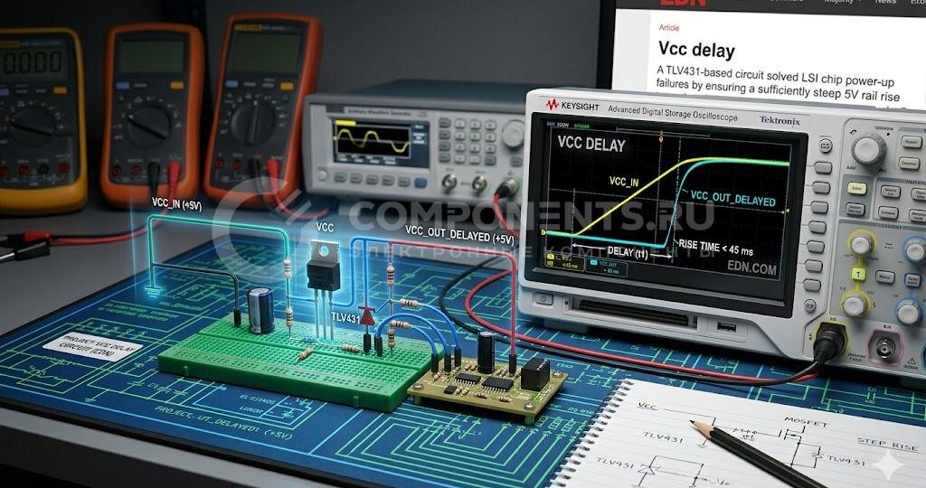 Схема на TLV431 решила проблему сбоев при включении LSI-чипов, обеспечив достаточно крутой фронт на 5В шине питания