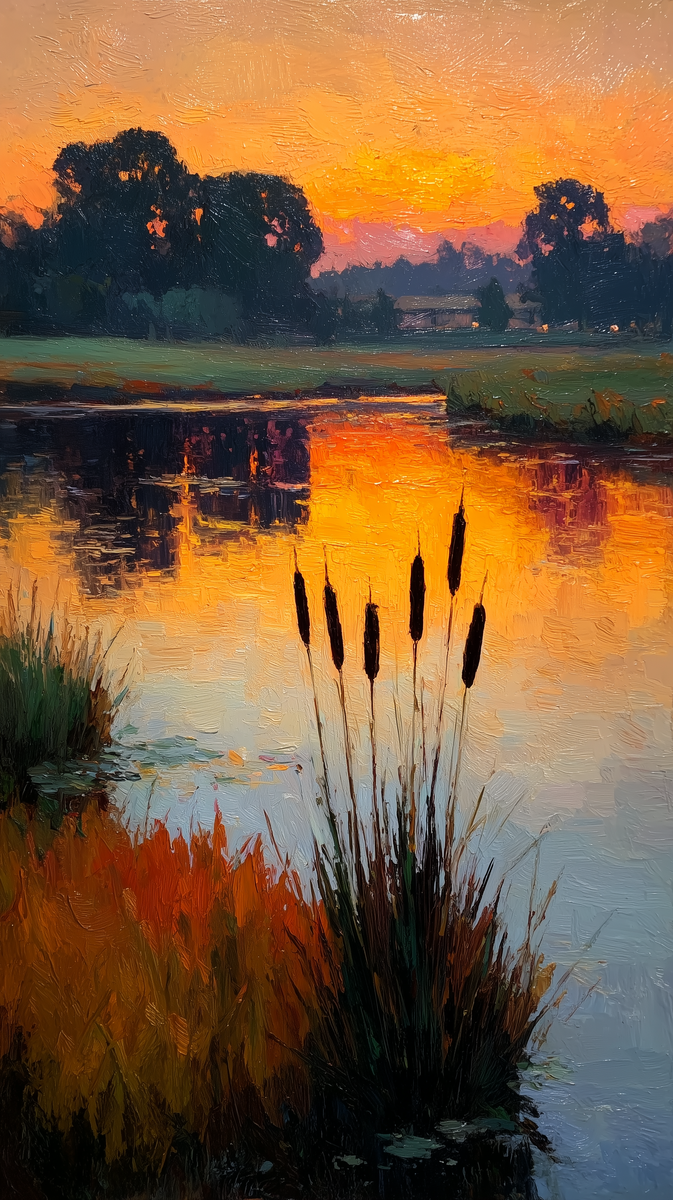 Водоём на закате