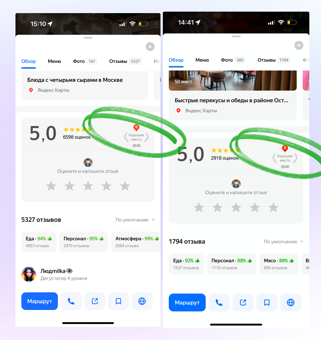 На карточке компании появляется метка о присвоении статуса «Хорошее место»