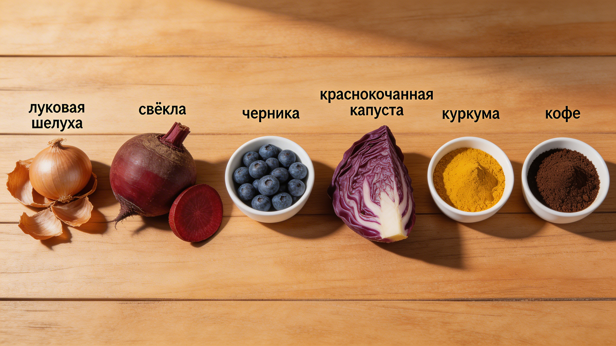 Натуральные продукты для окрашивания пасхальных яиц