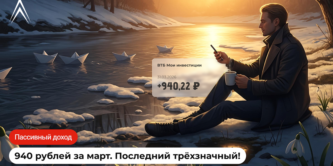 Мой пассивный доход. 940 рублей за март. Последний трёхзначный