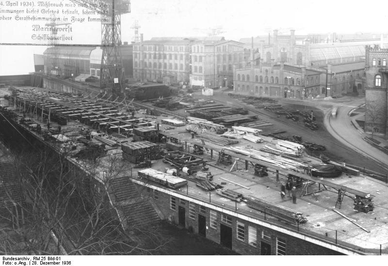 Заложенный киль авианосца "Graf Zeppelin" в декабре 1936 года.