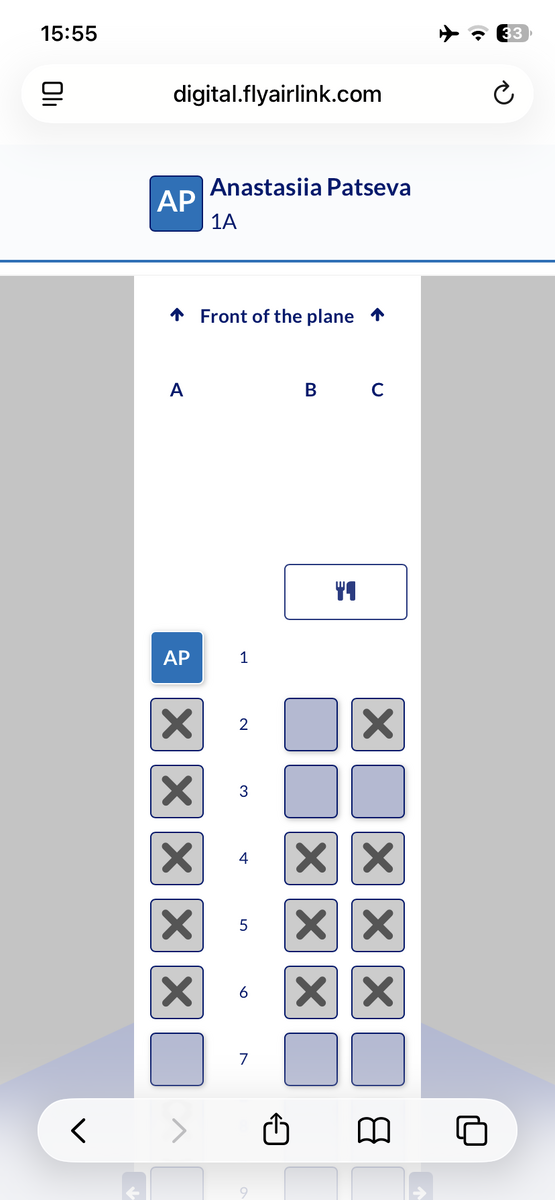 Схема рассадки в самолете