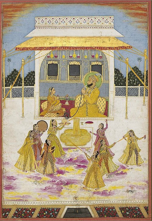 Принц в гареме празднует Холи. XVIIIв.