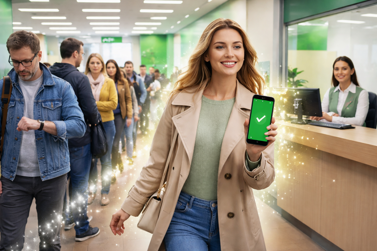    Сбербанк меняет порядок приёма в офисах. Фото: нейросеть