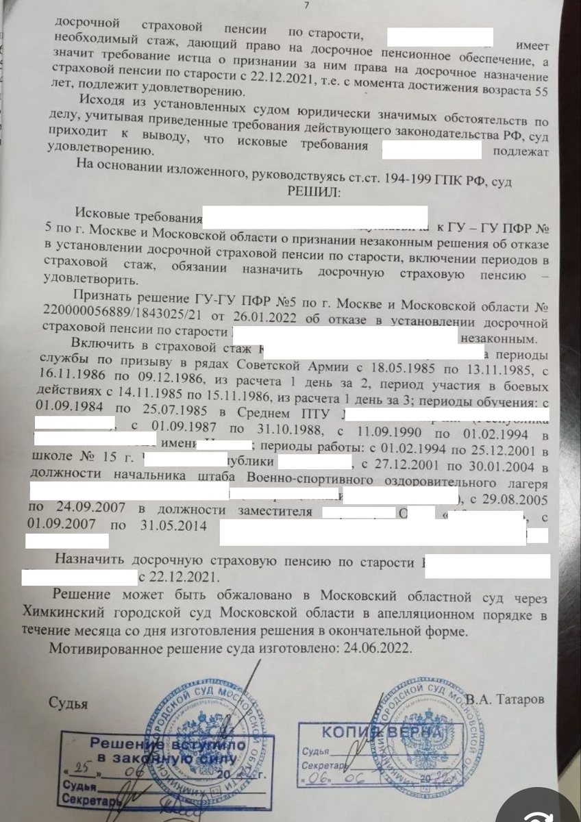 конкретное решение суда.