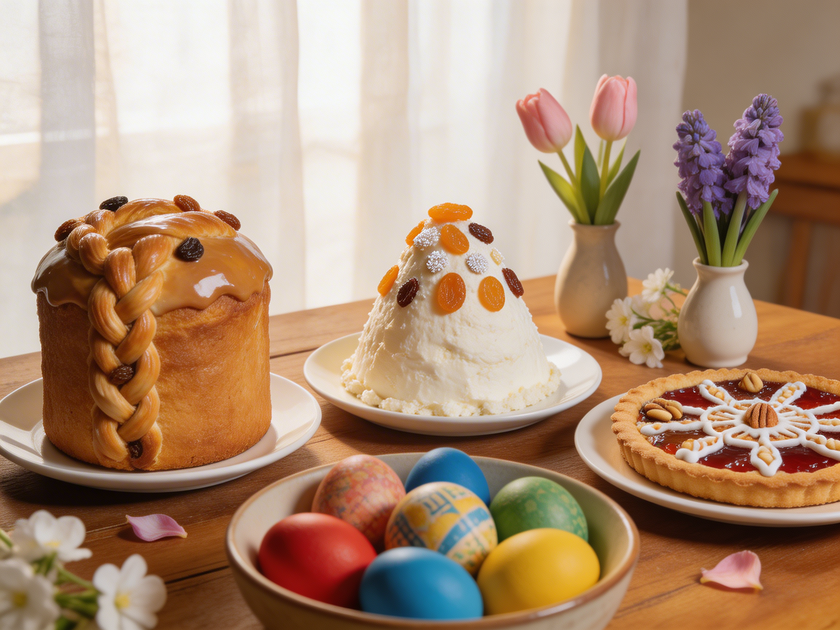 Восточноевропейский пасхальный стол с десертами