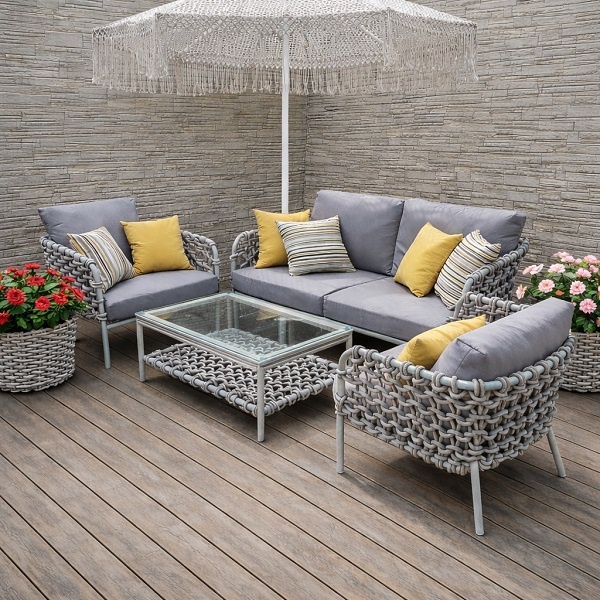 Комплект плетеной мебели Марина ( 1 диван , 2 кресла и стол) из роума. Мастерская Марко 