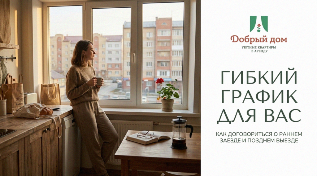    Узнайте, как правильно договориться о раннем заезде и позднем выезде в квартирах посуточно в Тюмени. site-admin