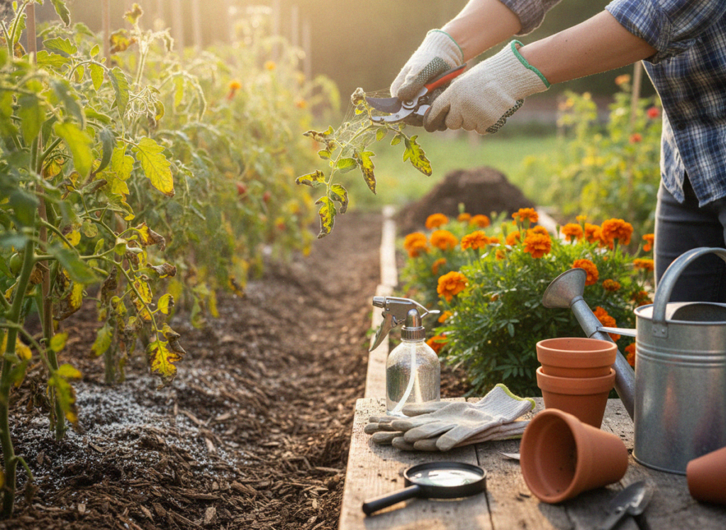    7 шагов профилактики болезней растений: удаление поражённых листьев и уход за грядкой adminzelenayausadba