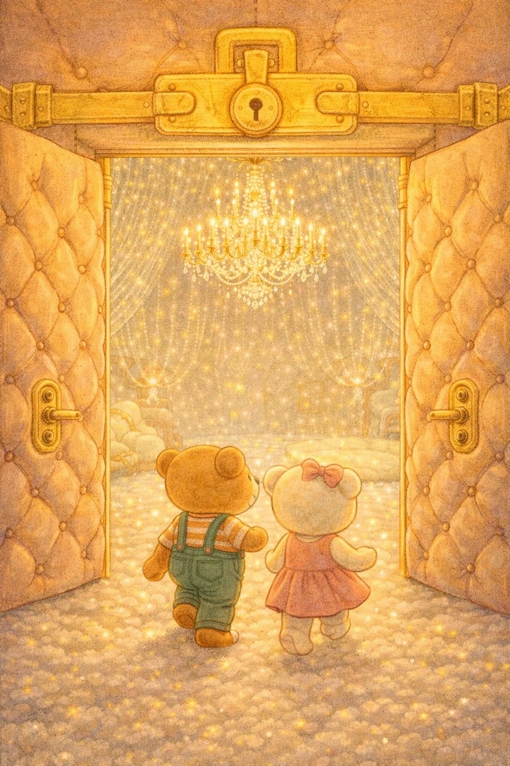 Медвежата входят во дворец Короля Плюшии