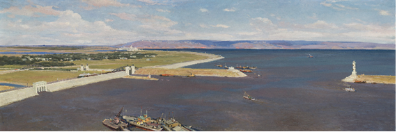 Суздальцев М.А. Цимлянское водохранилище (море) (центральная часть триптиха). 120x320. Холст, масло. ОФ 698.