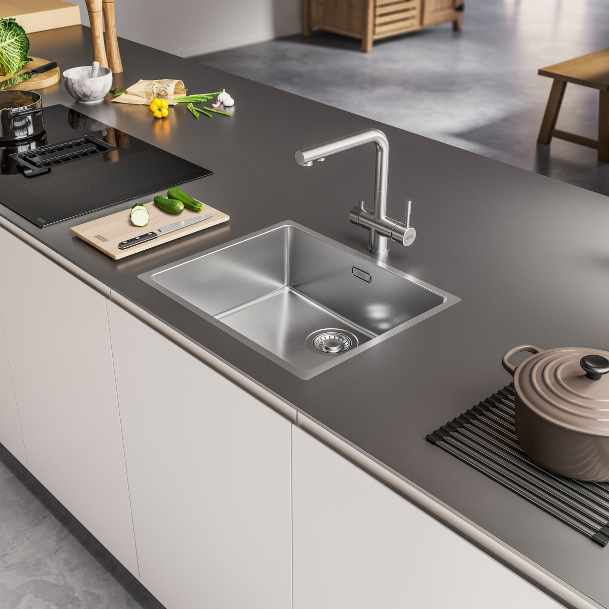 Мойка BXX 210-40 из шлифованной нержавеющей стали AISI 304, в шкаф 50 см.