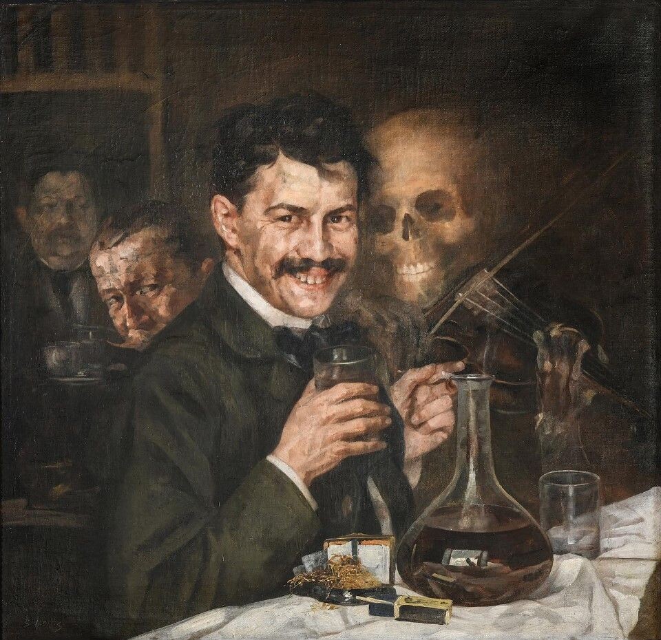 Стеван Алексич. Автопортрет в кафе. 1904