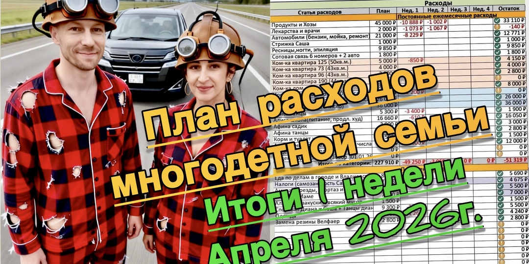 Отчет по расходам за 1ую неделю Апреля. Ставлю, что наши налоги и драная пижама будут в топе мыслей.