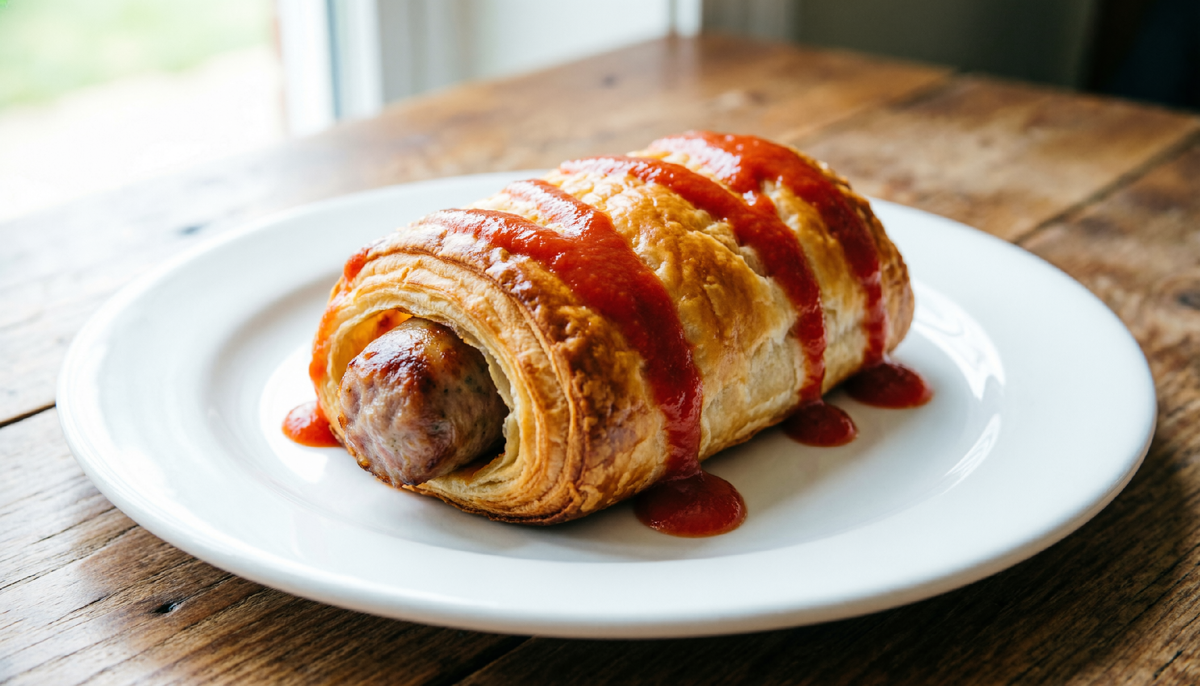 Сосиска в тесте с кетчупом