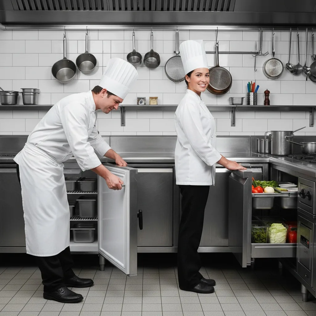 Холодильные столы: с ящиками ящики или с дверьми?