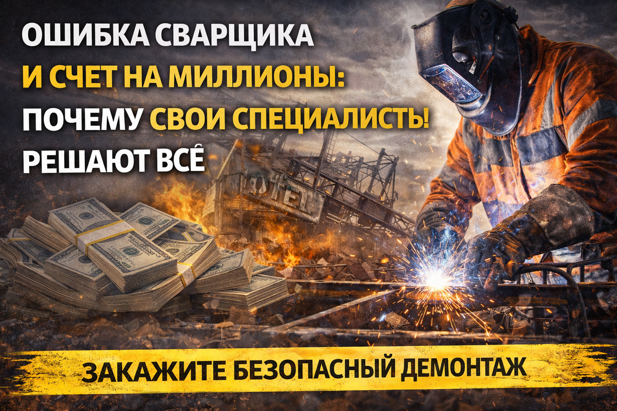 Ошибка сварщика — и счет на миллионы: почему свои специалисты решают все в демонтаже металлоконструкций