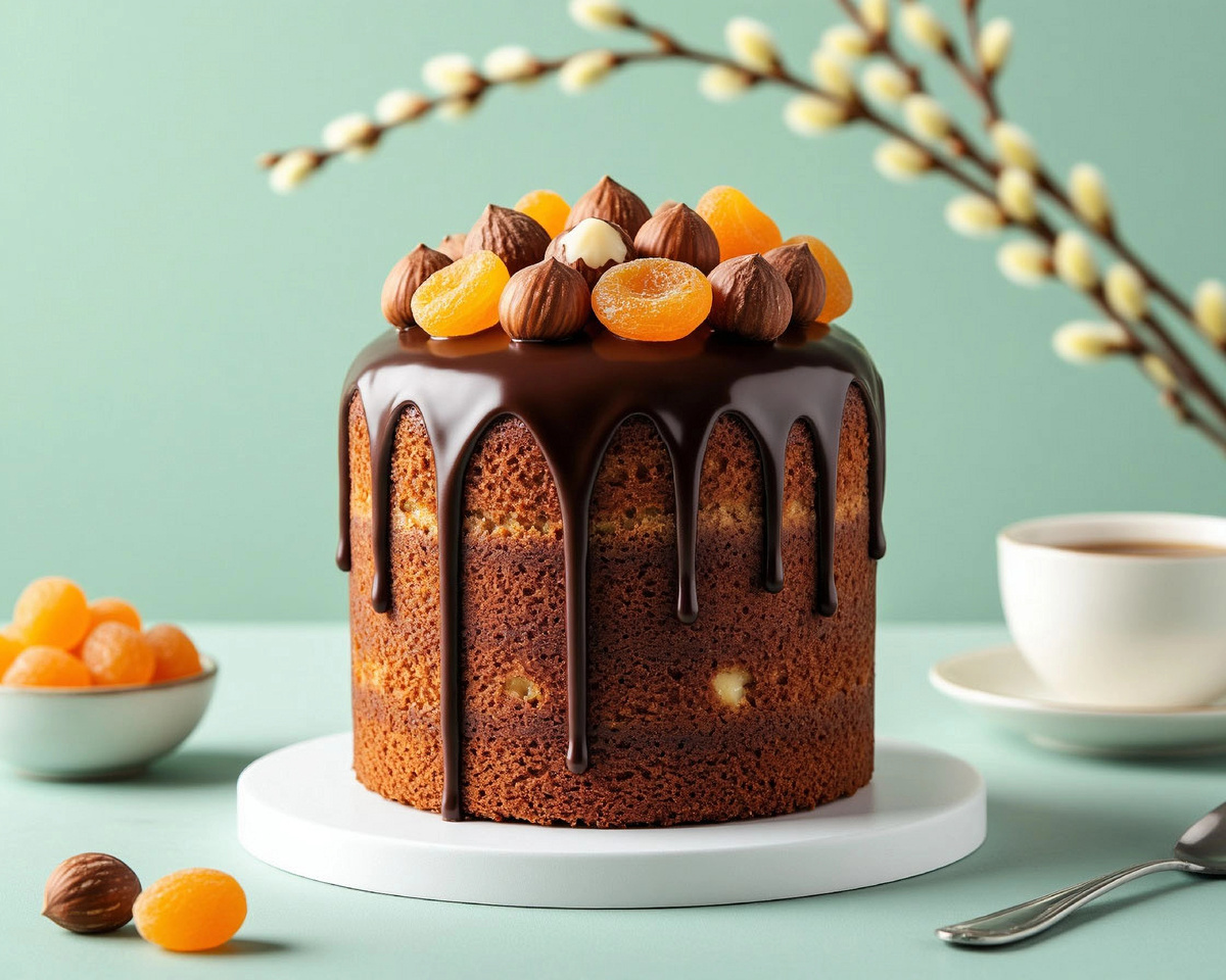 Шоколадный кулич премиум: с глазурью, орехами и цукатами — идеальный пошаговый рецепт к Пасхе 🍫🧁🌰