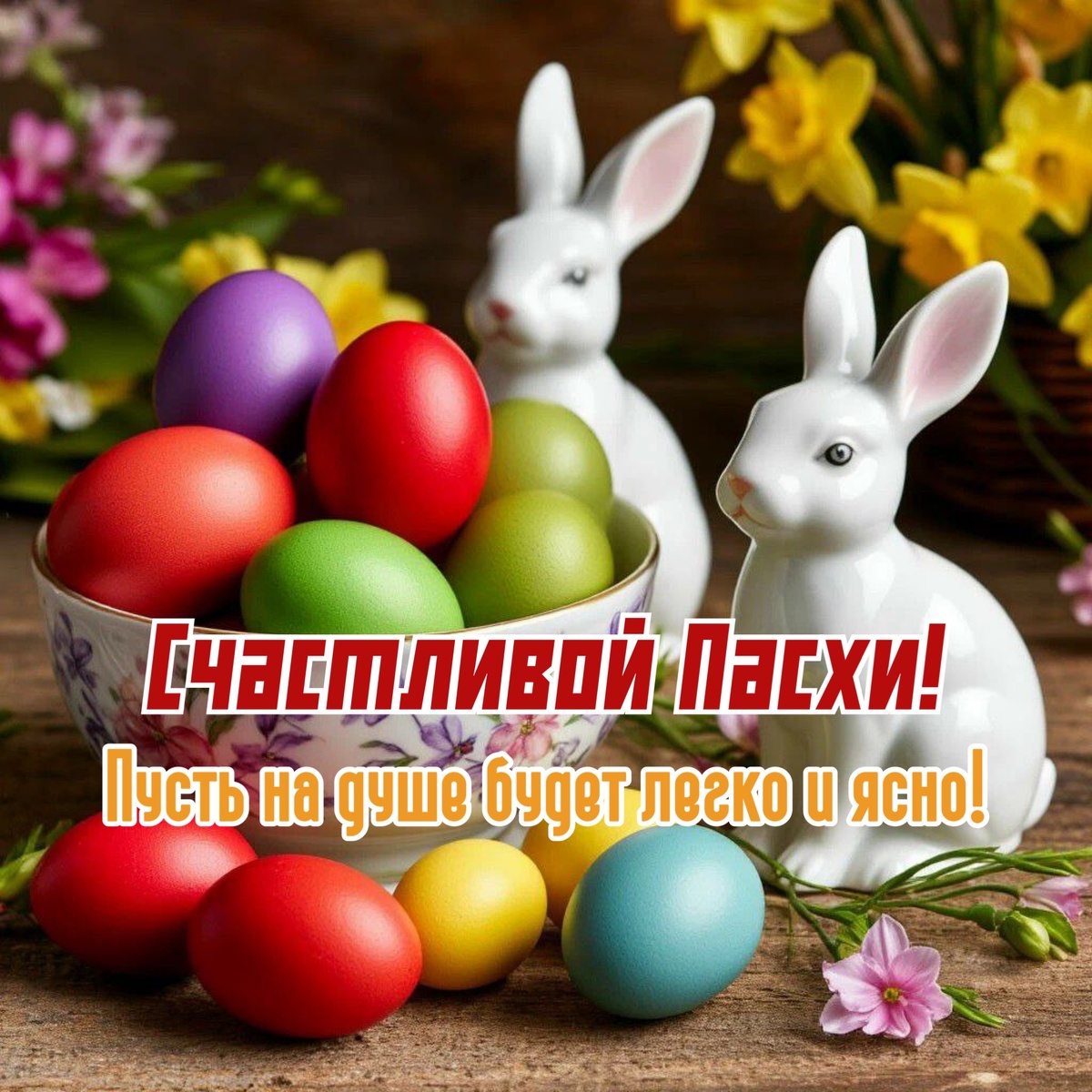 Открытка поздравление с Пасхой