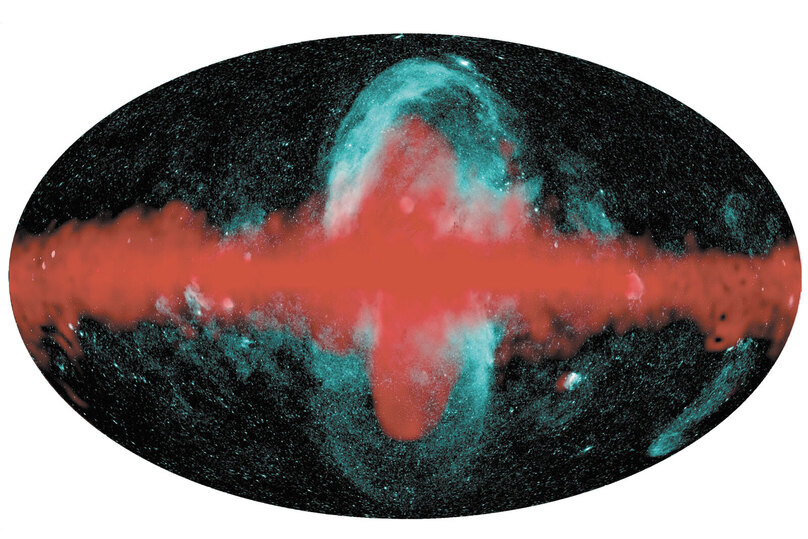     Наложение карт нашей Галактики, полученных телескопами «Спектр-РГ» и «Ферми» (NASA). Фото: ИКИ РАН