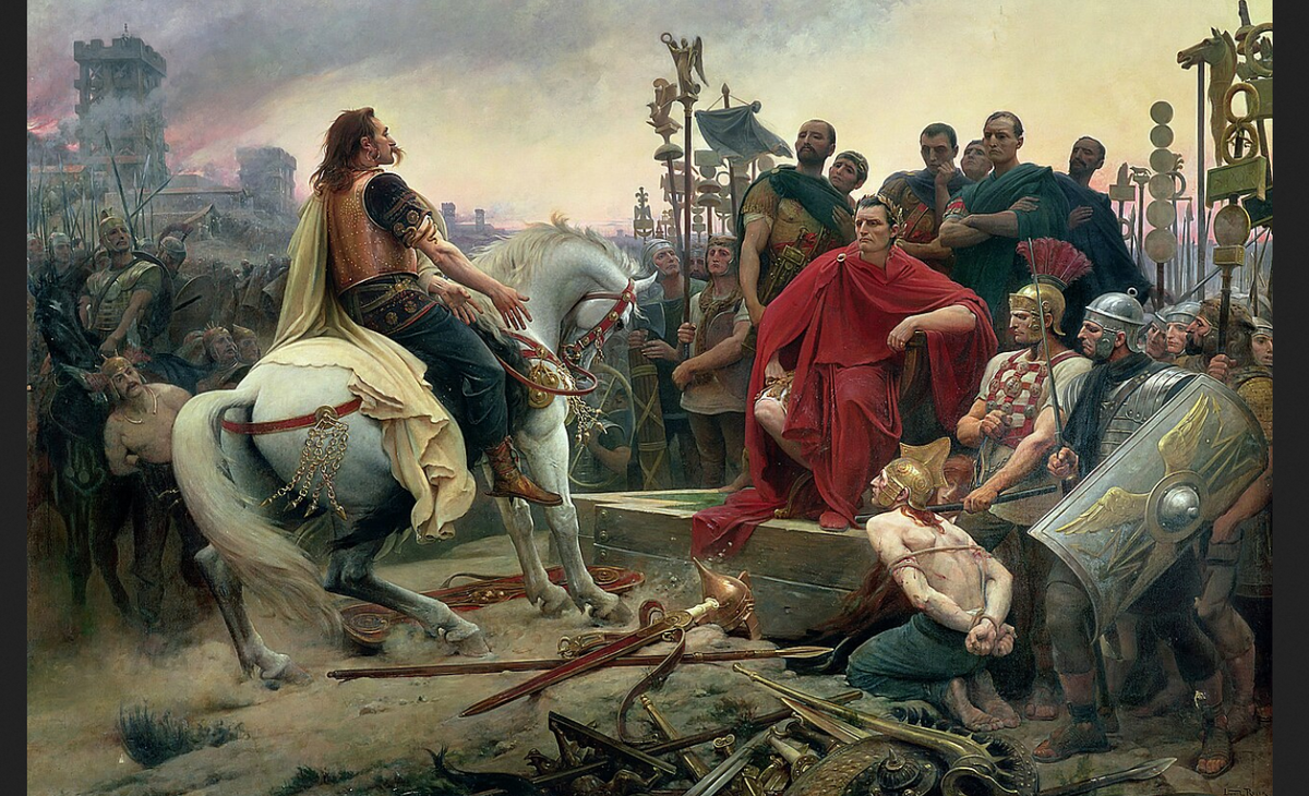 Лионель Руайе. "Верцингеторикс бросает оружие к ногам Цезаря", 1899.