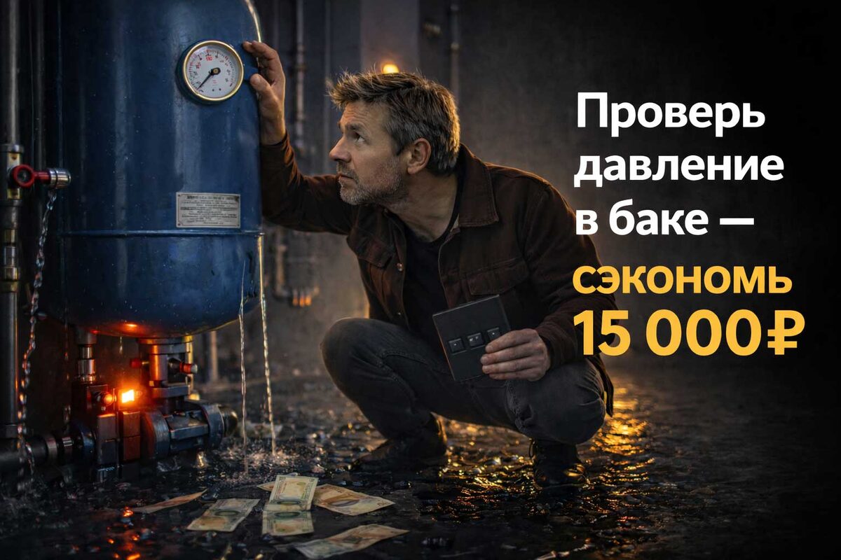 Гидроаккумулятор за 9000₽, из-за ошибки — потеря 50 литров в сутки: как грамотно настроить давление и не влететь на деньги в 2026 году