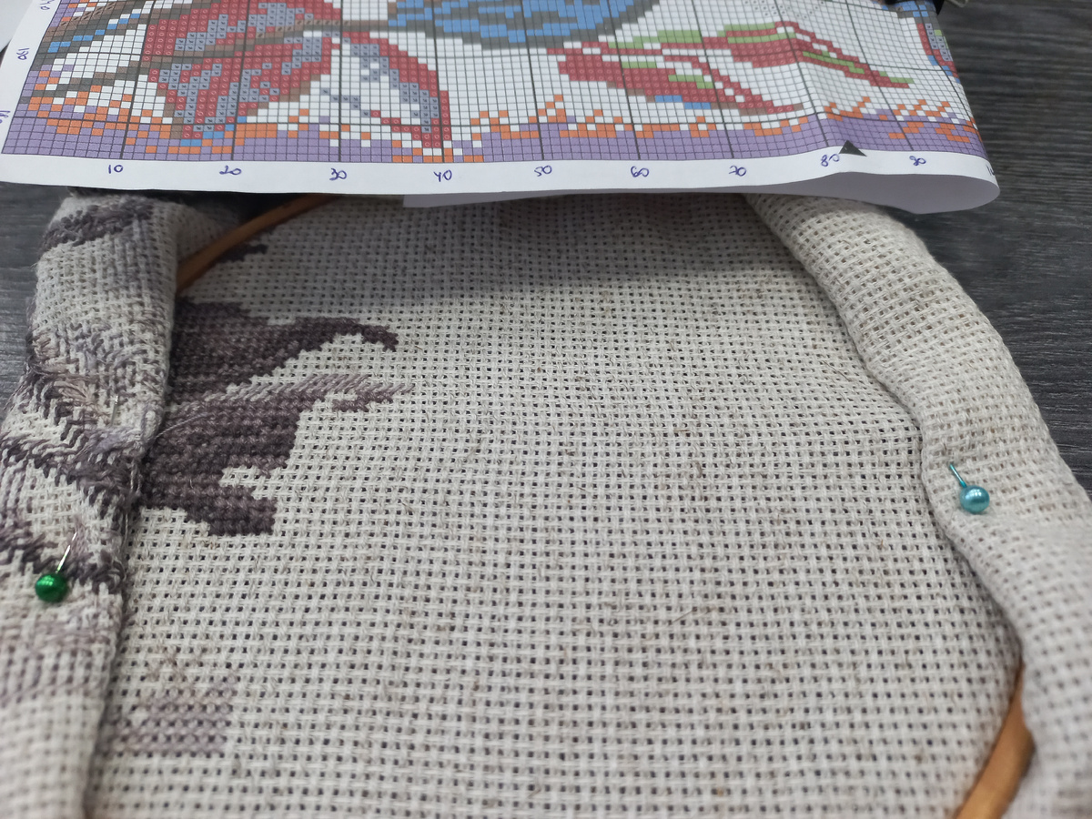 Фрагмент вышивки по набору от фирмы "Овен" № 639 "Винтажные розы", 12 января 2026 года