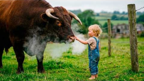 Неукратимый бык "Буран" бежал сметая все на своем пути. Но вдруг остановился рядом с Егоркой и успокоился