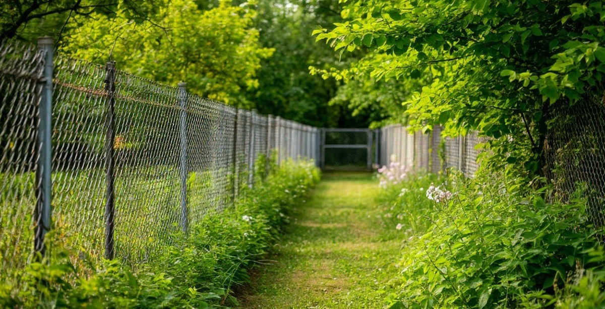 Забор из сетки-рабицы