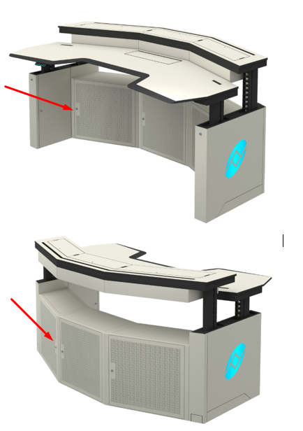 Двусторонний доступ к технологическим отсекам пульта COT21 серии Техноконсоль