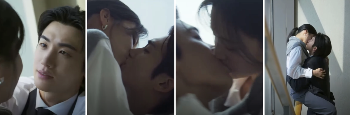 Он ведёт сцену, у неё состояние почти не меняется