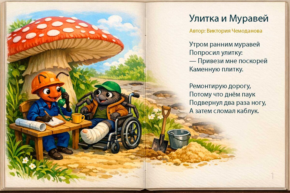 Улитка и Муравей иллюстрация на сайте v-chemodanova.ru