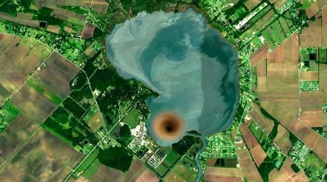 Как за день озеро исчезло в гигантской воронке