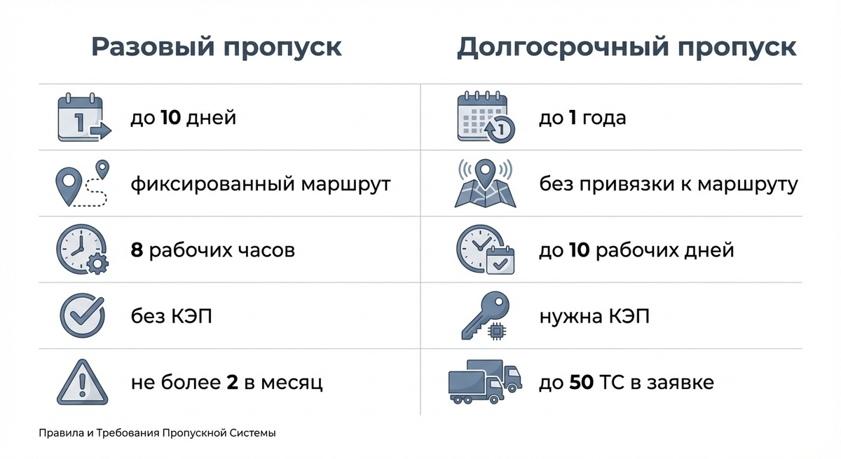 Сравнение разового и долгосрочного пропуска