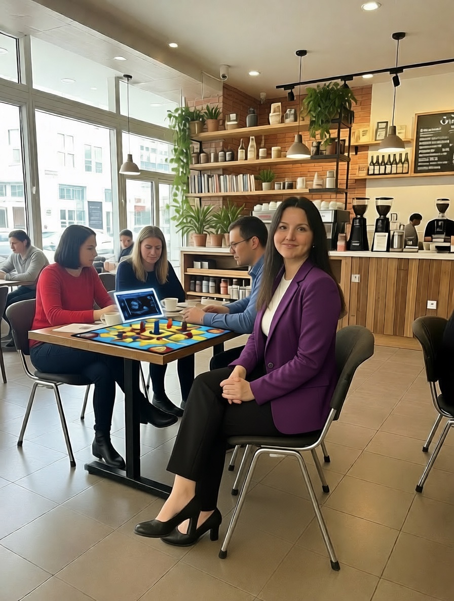 Игры в оффлайн формате могут проходить в кафе, в парке за столом и даже у вас дома.