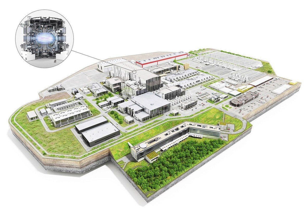 Схема площадки проекта ИТЭР с указанием месторасположения токамака – термоядерного реактора.