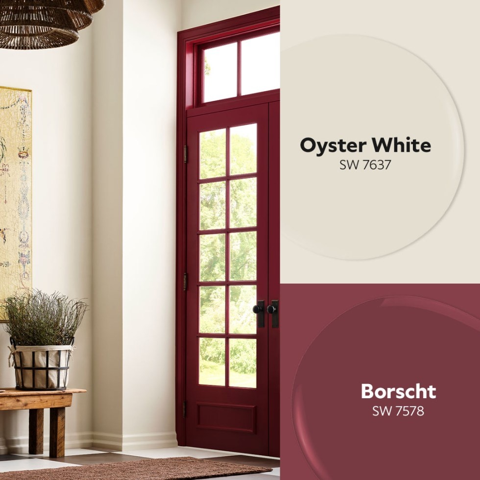 Стены — SW 7637 Oyster White & Элементы отделки — SW 7578 Borscht