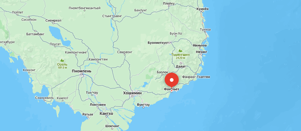 Фантхьет на карте