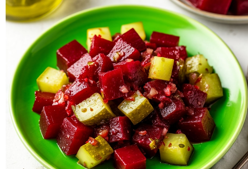 Салат из свеклы и соленых огурцов