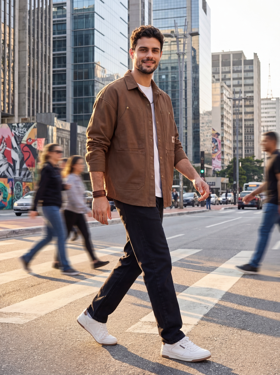 Рубашка джинсовая Lakomes (коричневая, хлопок)