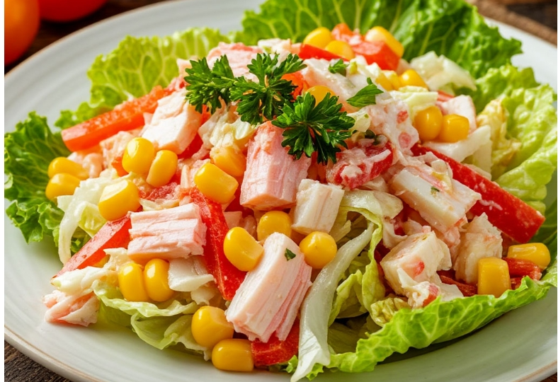 Салат из крабовых палочек и пекинской капусты. Просто, вкусно и полезно