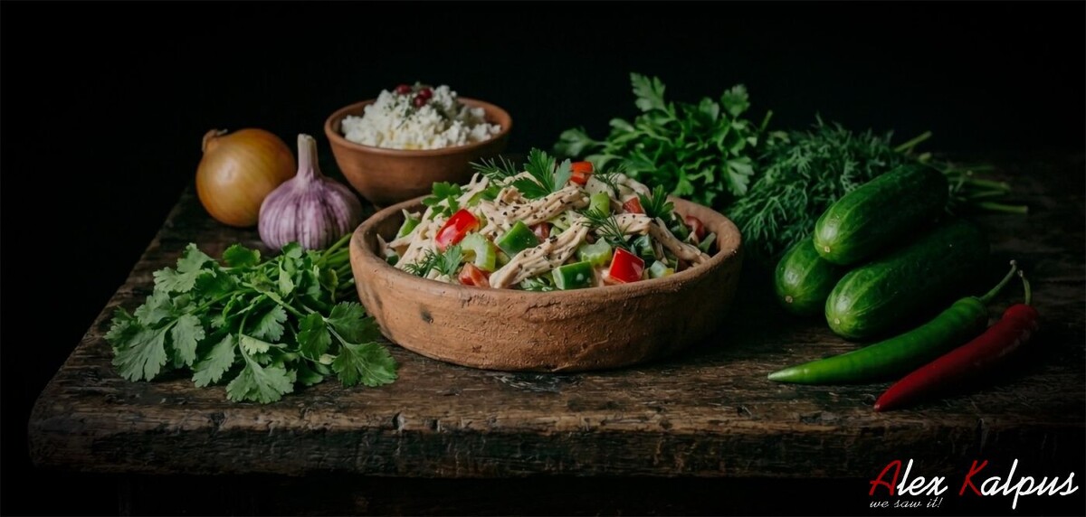 Аджария на твоей тарелке: Нежный салат с надуги и огурцами