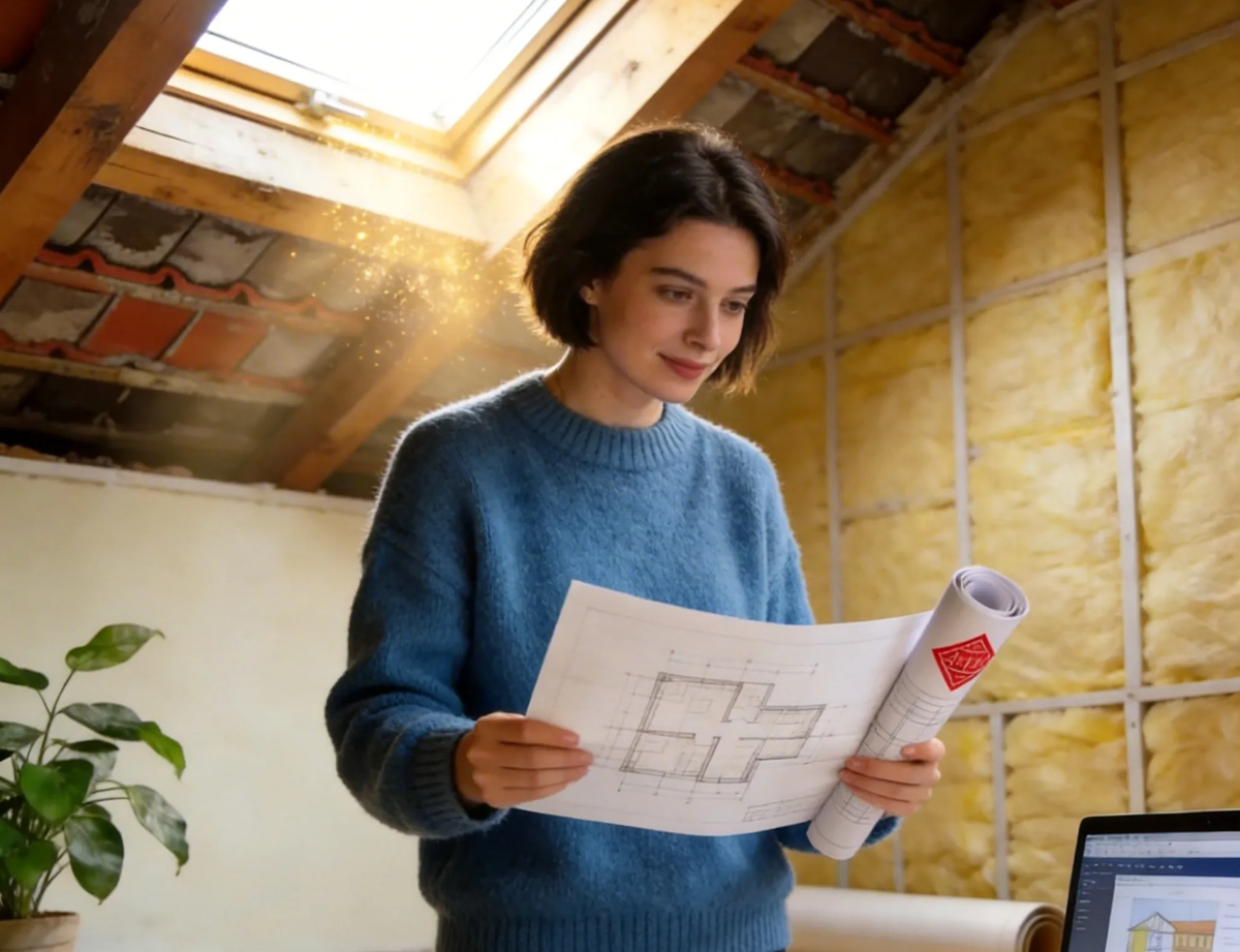 Угадайте, что в руках у девушки? План будущей мансарды. А что в глазах? Надежда, что соседи скажут «да». А что на заднем плане? Чердак, который ждёт своего часа. Вопрос: сбудется ли мечта? Ответ — в статье.