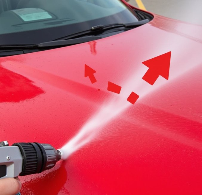 схема угла наклона пистолета при мойке