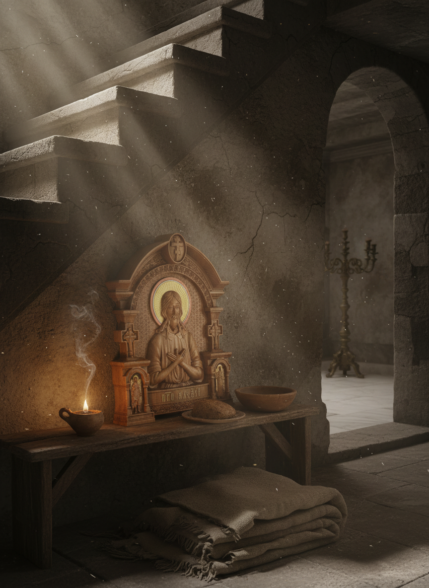 Икона Святого Алексия, человека Божия — деревянная резная икона ручной работы.